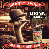 Shankys Whip Original Black Irish Whiskey Likör 0,7l mit 4 Shotgläsern